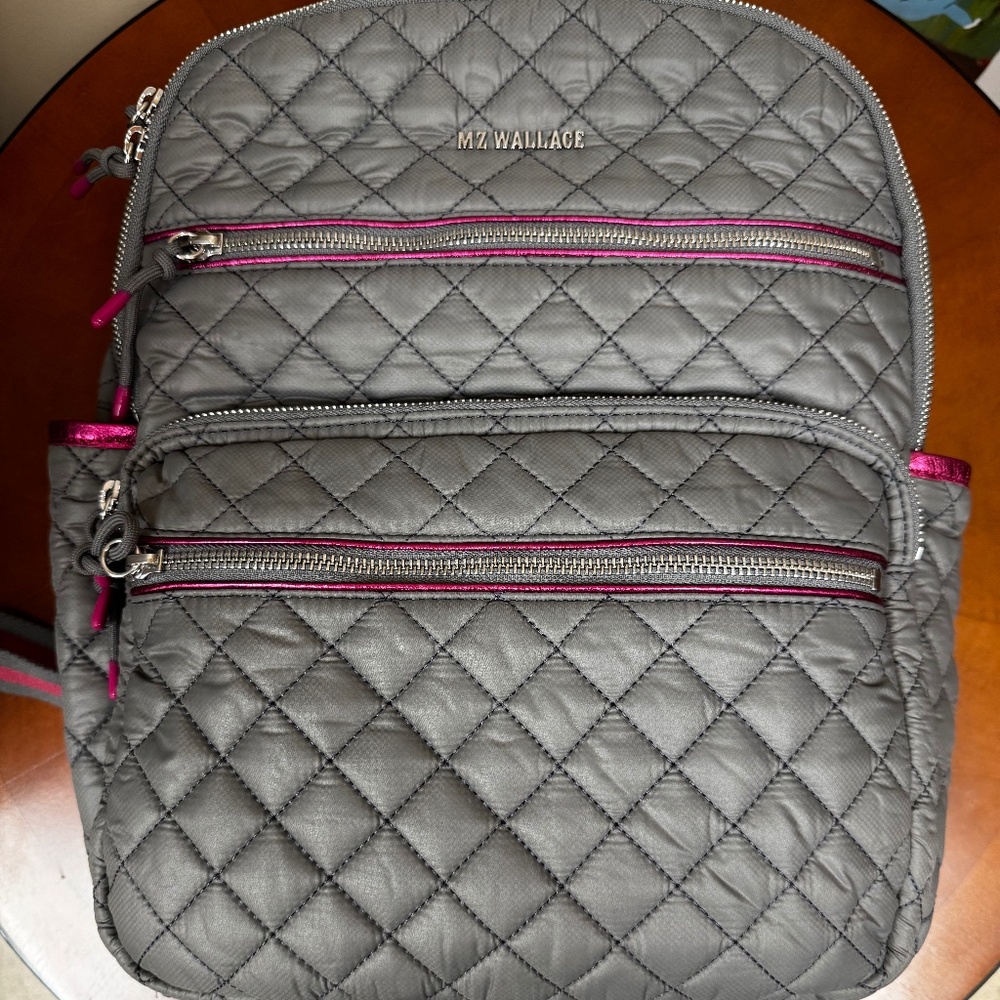 MZ Wallace Small Crosby Backpack (Grey/Pink)